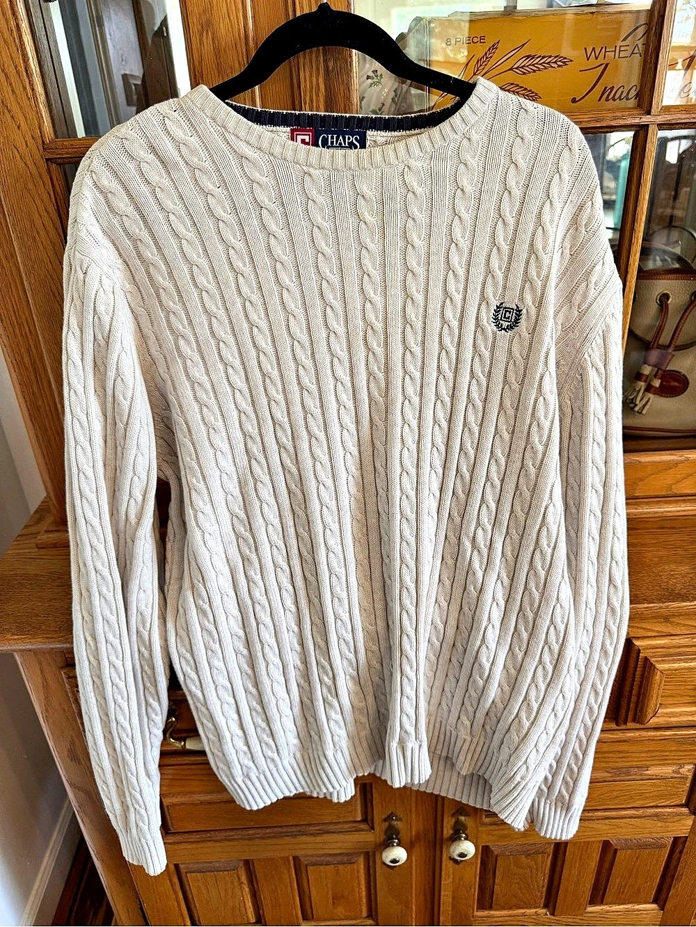 Vintage Chaps Ralph Lauren Cable Knit Crest Crewneck Sweater Vintage
